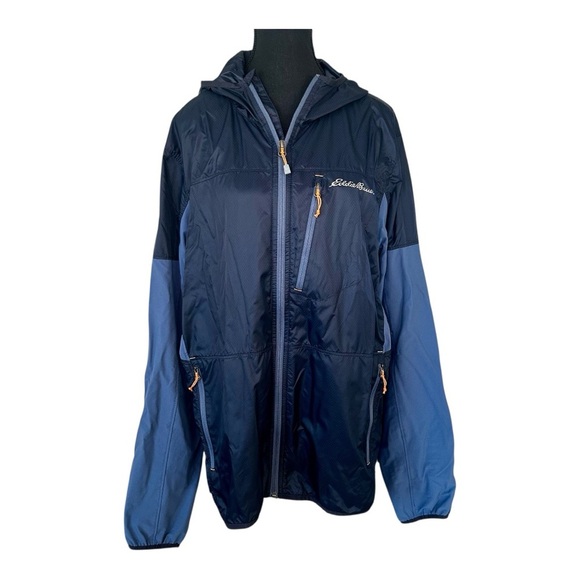 Eddie Bauer Men’s Radius Hybrid Jacket, Windbreaker,Blue, Size Large, Hooded EUC - Picture 4 of 8